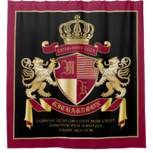 Rideaux De Douche Créez votre propre blason d'armoiries d'or rouge