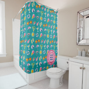 Rideaux De Douche Créez votre propre monogramme côtier Teal de mot