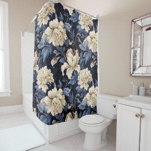 Rideaux De Douche Crème bleue Floral Moderne