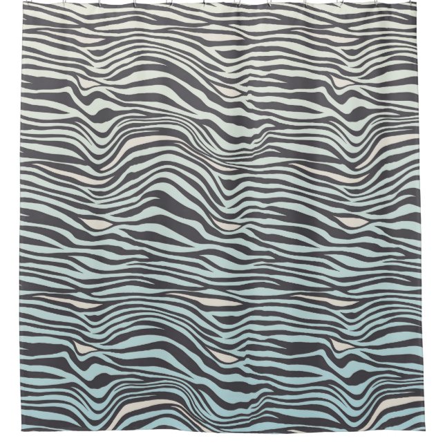 Rideaux De Douche Crème bleue Zebra Print Ombre (Devant)