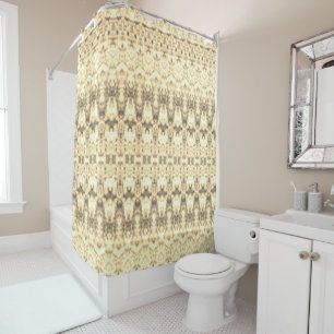 Rideaux De Douche Crème Élégante Et Motif Brown