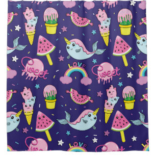 Rideaux De Douche Crème glacée : Mignonne sans fil