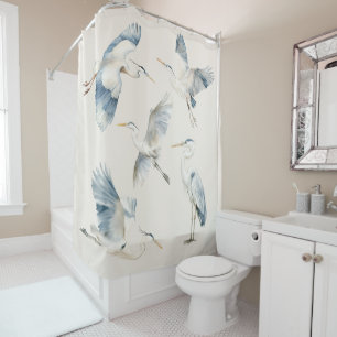 Rideaux De Douche Crème Graceful Flying Blue Herons