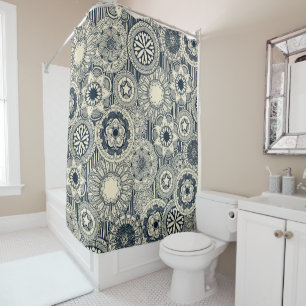 Rideaux De Douche crème indigo du cirque de mandala