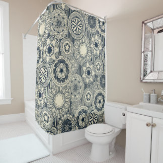 Rideaux De Douche crème indigo du cirque de mandala