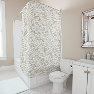 Rideaux De Douche Crème Zen Blanc cacao Brown Zebra Imprimer