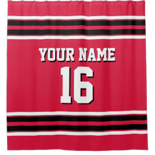 Rideaux De Douche Crimson rouge noir blanc rayures sport Jersey