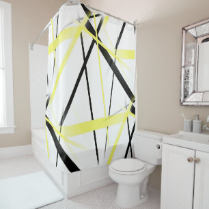 Rideaux De Douche Crise Traversée Citron Jaune et Noir rayures sur W