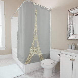 Rideaux De Douche Cristaux fascinants de gris d'or de Faux de Paris