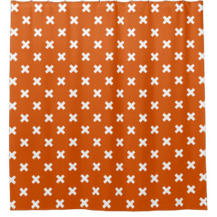 Rideaux De Douche Croix blanche coutures sur orange brûlé