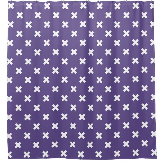 Rideaux De Douche Croix blanches sur ultra violet (Devant)