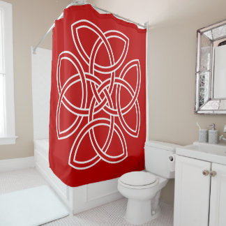 Rideaux De Douche Croix celtique blanche à quatre triquètres sur fon