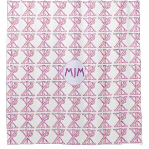 Rideaux De Douche Croix Chi Ro Rose Carrelée Monogrammée