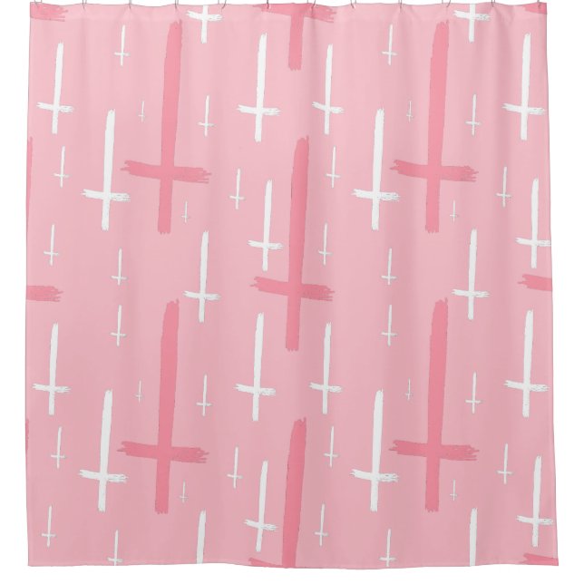 Rideaux De Douche croix inversée rose pastel (Devant)