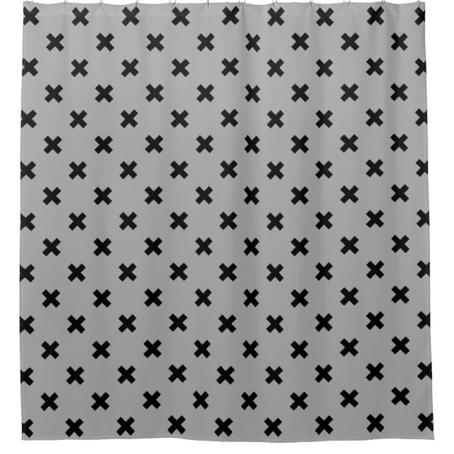 Rideaux De Douche Croix noire coutures sur gris (Devant)