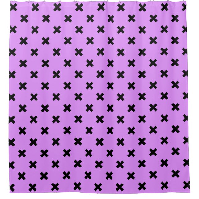 Rideaux De Douche Croix noire sur lilas (Devant)
