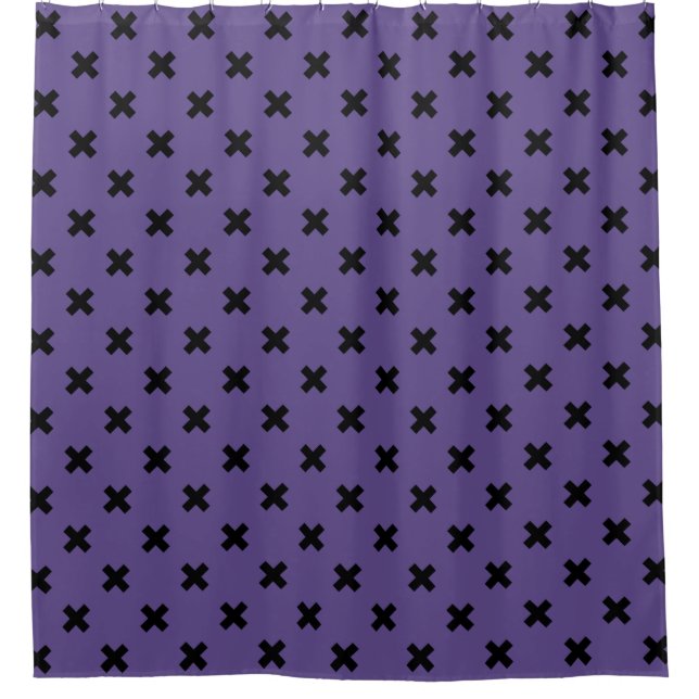 Rideaux De Douche Croix noire sur ultra violet (Devant)
