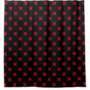 Rideaux De Douche Croix rouge coutures sur noir