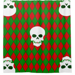 Rideaux De Douche cruche crâne de Noël arlequin déplaisant