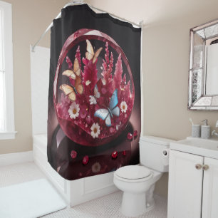 Rideaux De Douche Crystal Ruby Jardin Bijoux Papillons