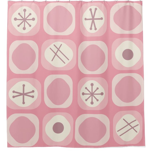 Rideaux De Douche Cubes d'art mod des années 1950 Vanille rose (Devant)