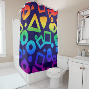 Rideaux De Douche Cubes de couleur arc-en-ciel arrière - plan bleu f