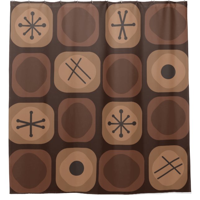 Rideaux De Douche Cubes Soft Mod Art des années 1950 Brown (Devant)