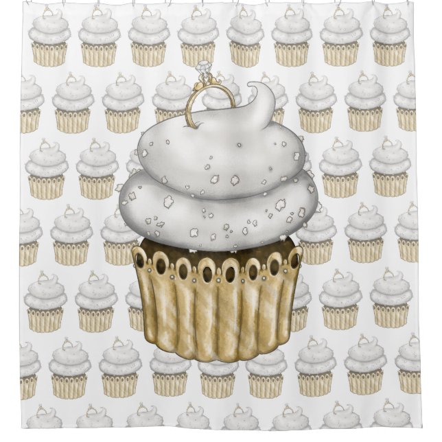 Rideaux De Douche Cupcake Fiançailles doux (Devant)