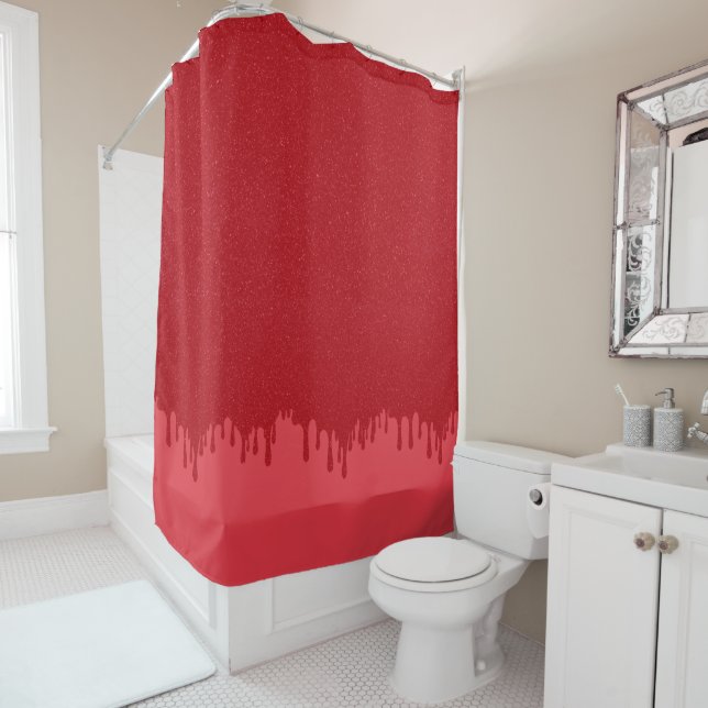 Rideaux De Douche Custom Dripping Tomato Red Gloss Shower Curtain (En situation)