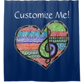 Rideaux De Douche Customisez-moi Musique colorée Treble Clef Heart