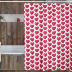 Rideaux De Douche Cute Aquarelle Coeurs Simple Valentines Motif