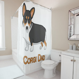 Rideaux De Douche Cute Black Tricolor Pembroke Corgi Dad Dog Lovers