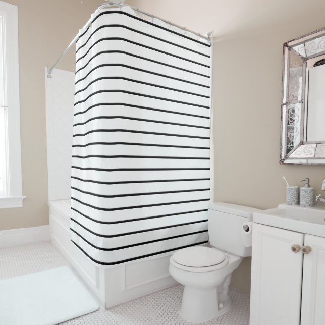Rideaux De Douche Cute black white stripes (En situation)