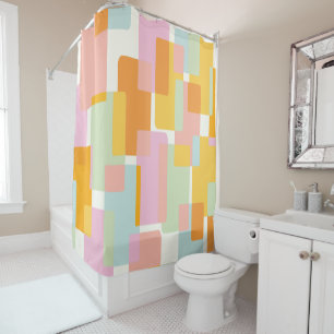 Rideaux De Douche Cute Boho Retro Pastel Forme géométrique Art
