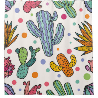 Rideaux De Douche Cute Cactus Vintage Motif sans couture