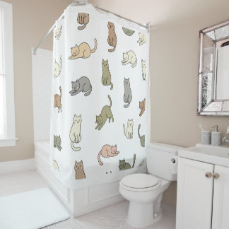 Rideaux De Douche Cute Cat Pattern Shower Curtain