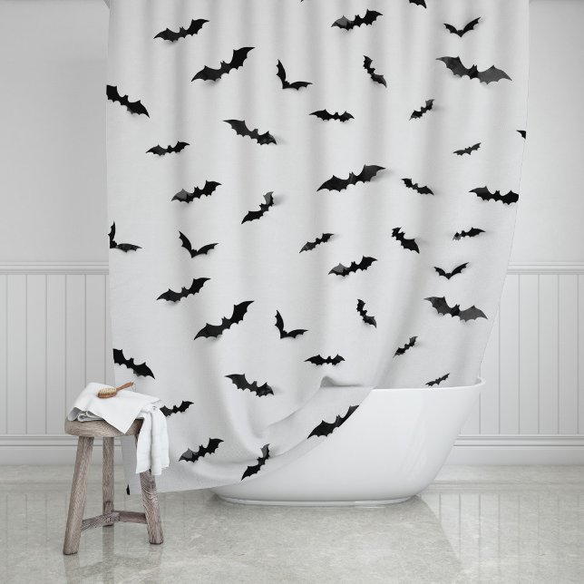 Rideaux De Douche Cute chauves-souris Éffrayante Halloween Goth Douc (Créateur téléchargé)