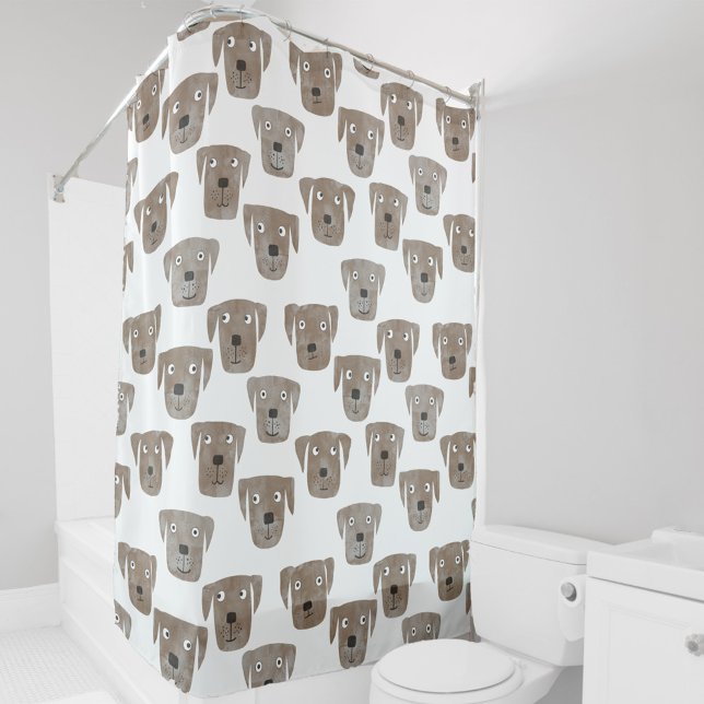 Rideaux De Douche Cute chocolat Labrador Retriever Chien Aquarelle (Fun Chocolate Labrador Retriever Dog watercolor pattern shower curtain)
