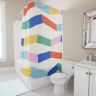Rideaux De Douche Cute coloré Abstrait Géométrique Motif Chevron