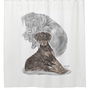 Rideaux De Douche Cute Doberman Pinscher Puppy