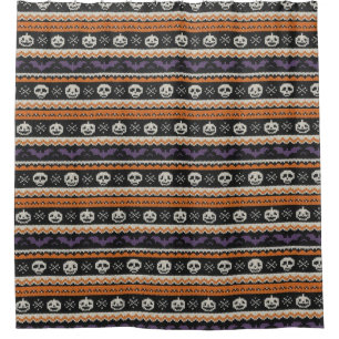 Rideaux De Douche Cute, fine île/colorwork Halloween crâne et chauve