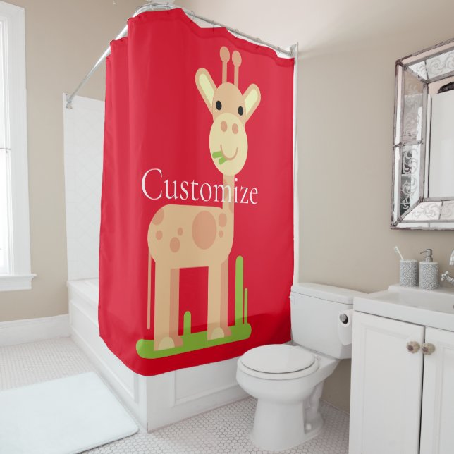 Rideaux De Douche Cute Giraffe Munching Thunder_Cove (En situation)