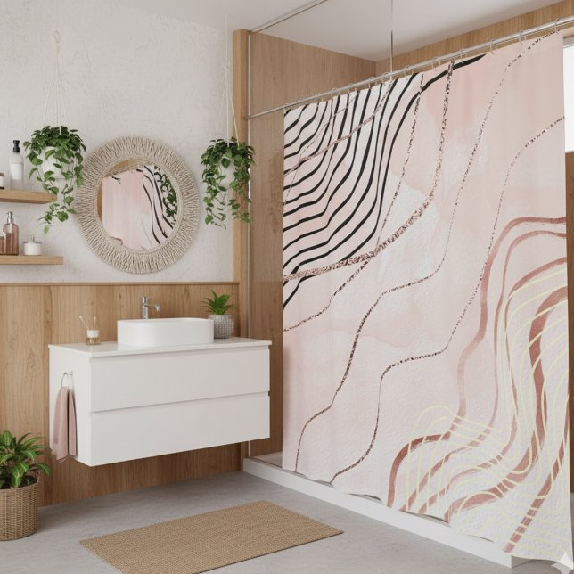 Rideaux De Douche Cute Girl Rose Bohême Rose Gold Design (Créateur téléchargé)