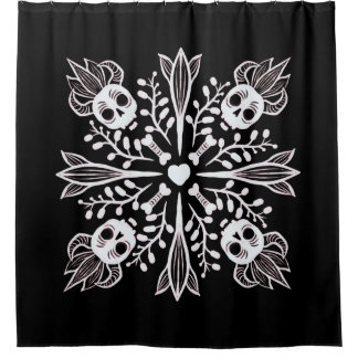 Rideaux De Douche Cute goth kawaii drôle crâne Harajuku Noir