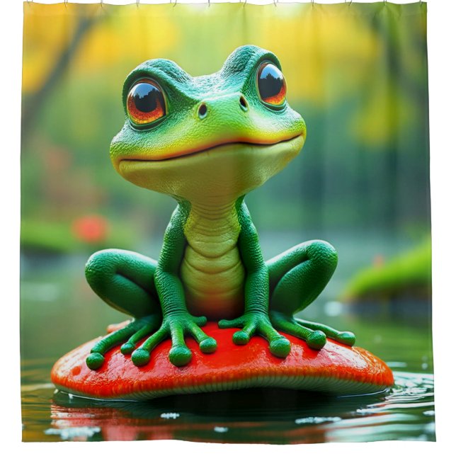 Rideaux De Douche Cute Green Frog (Devant)
