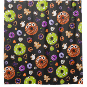 Rideaux De Douche Cute Halloween Éffrayant Cookie Citrouille Ghost S