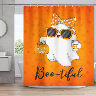 Rideaux De Douche Cute Halloween Ghost Citrouille épice personnalisé