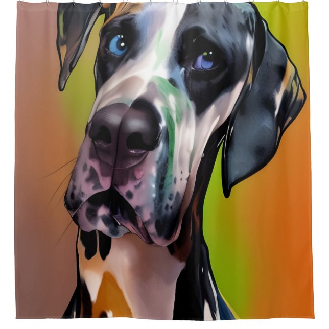Rideaux De Douche Cute Harlequin Great Dane (Devant)