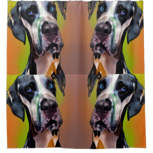 Rideaux De Douche Cute Harlequin Great Dane
