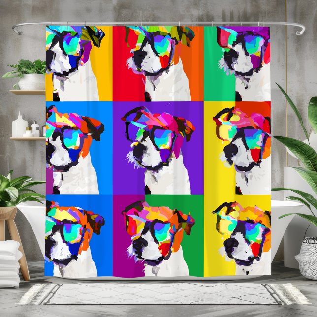 Rideaux De Douche Cute Jack Russell Terriers dans le style pop art (Créateur téléchargé)